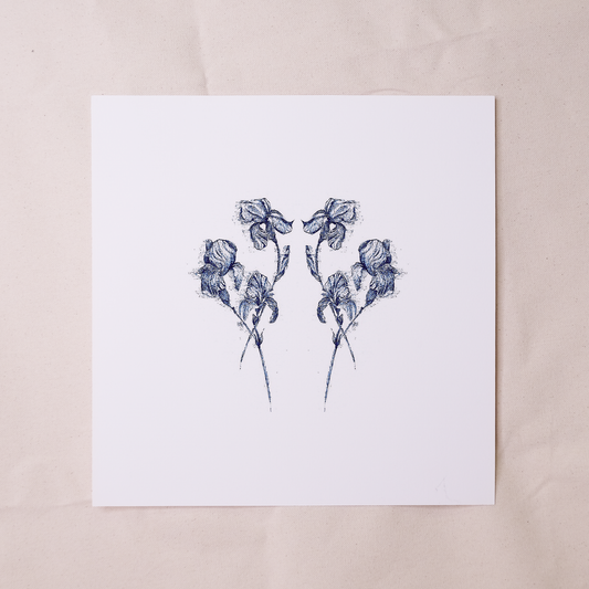 Irises in Blue | 30*30 | Framed Print