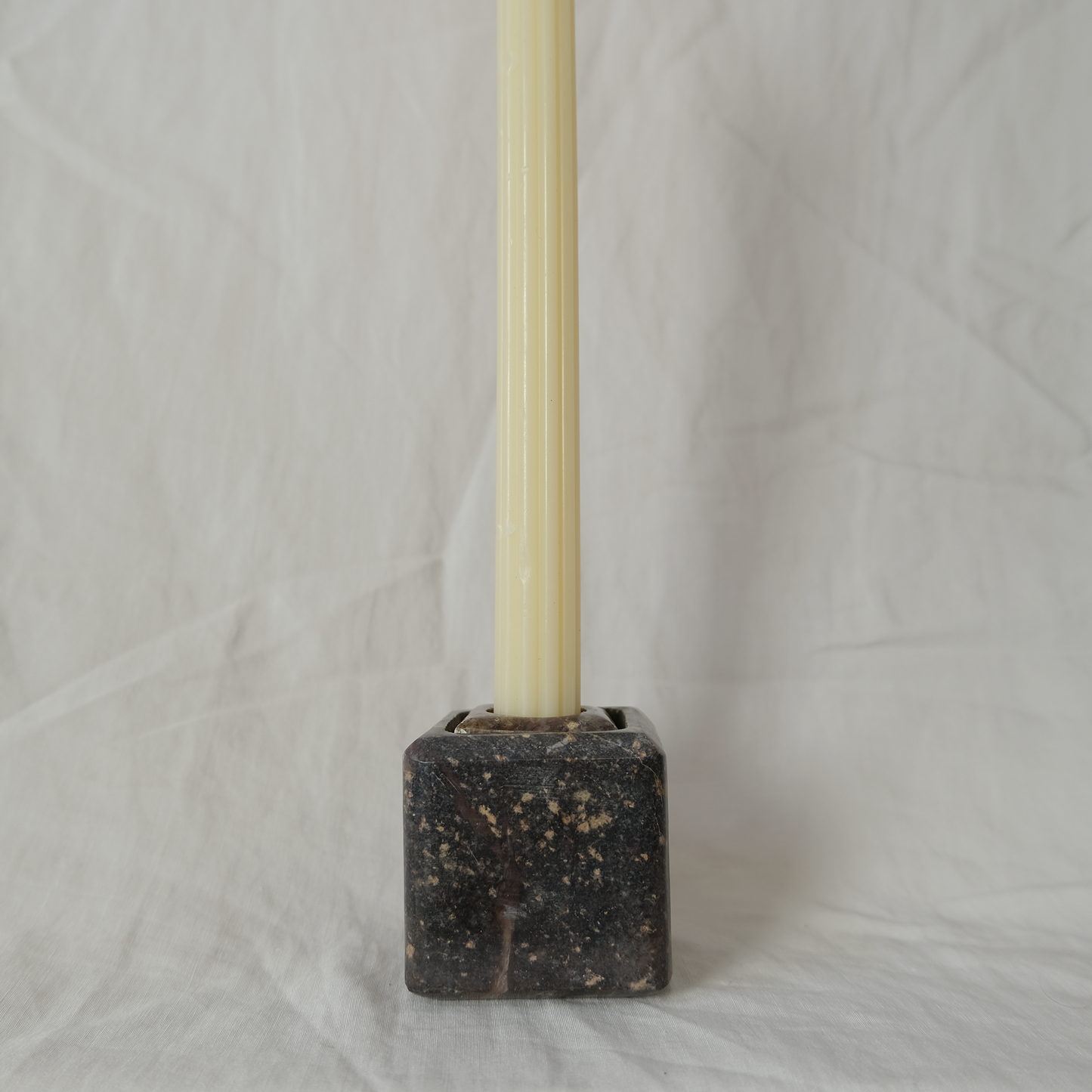 Marble Candle Holder | Cube | Brown