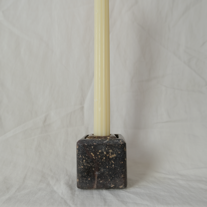 Marble Candle Holder | Cube | Brown