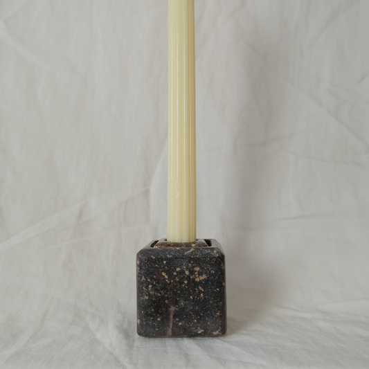 Marble Candle Holder | Cube | Brown