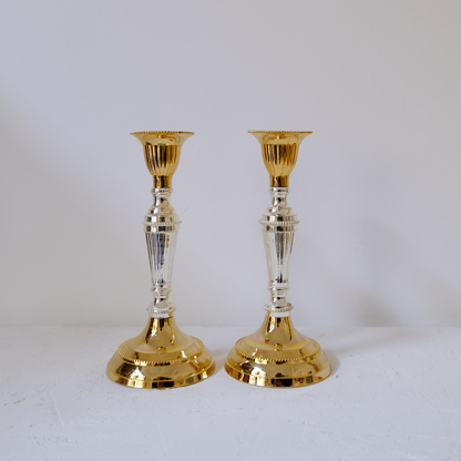 זוג פמוטים לנרות | עיטורים | ציפוי כסף וזהב