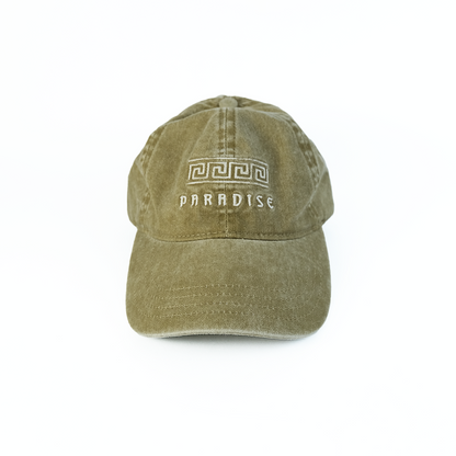 Washed Light Green Cap | Embroidered Paradise