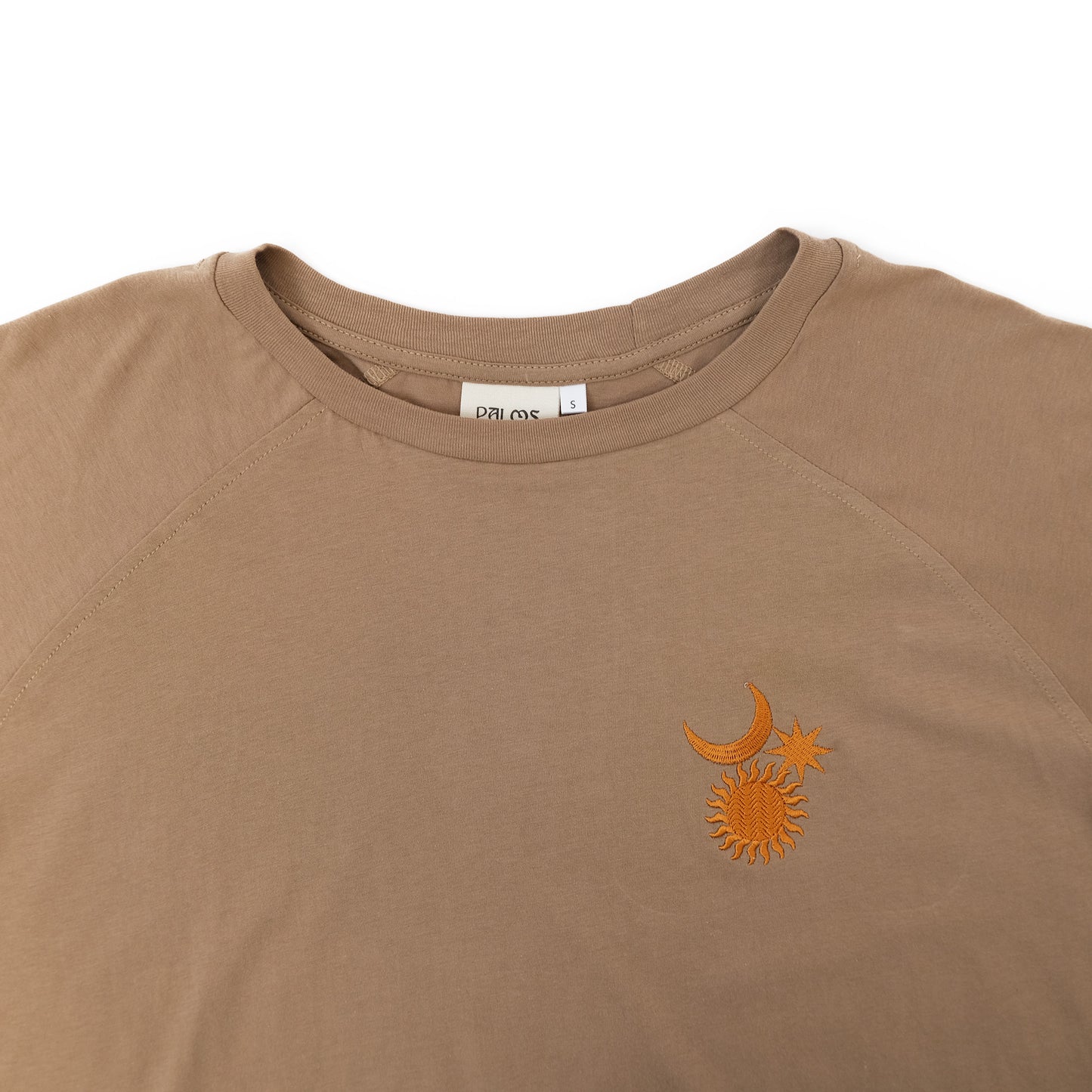 "Cosmos": Unisex Embroidered Long Sleeve Shirt in Light Brown