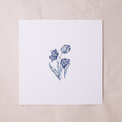 Blue Tulips Framed