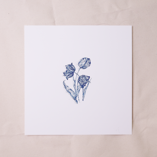 Tulips in Blue | 30*30 | Framed Print