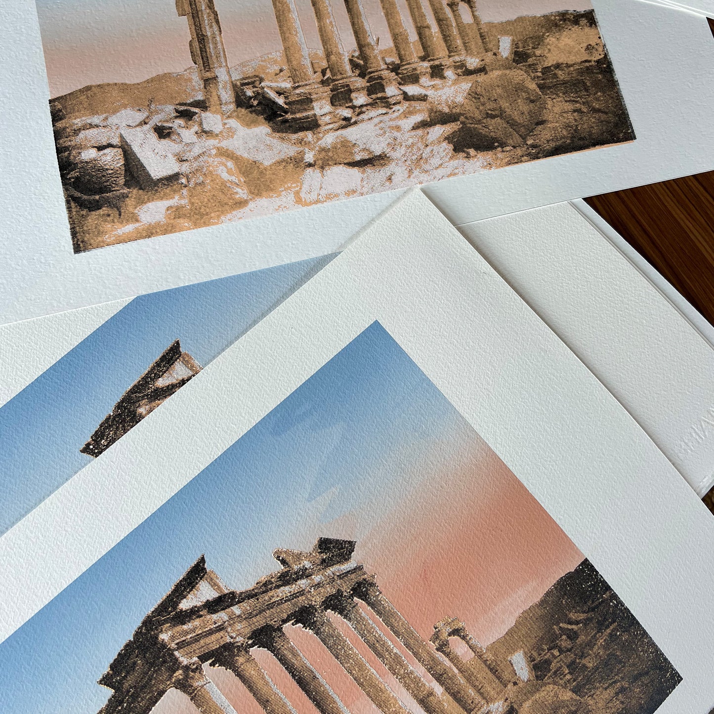 Ancient Temple Ruins at Sunset - Limited Edition Screen Print