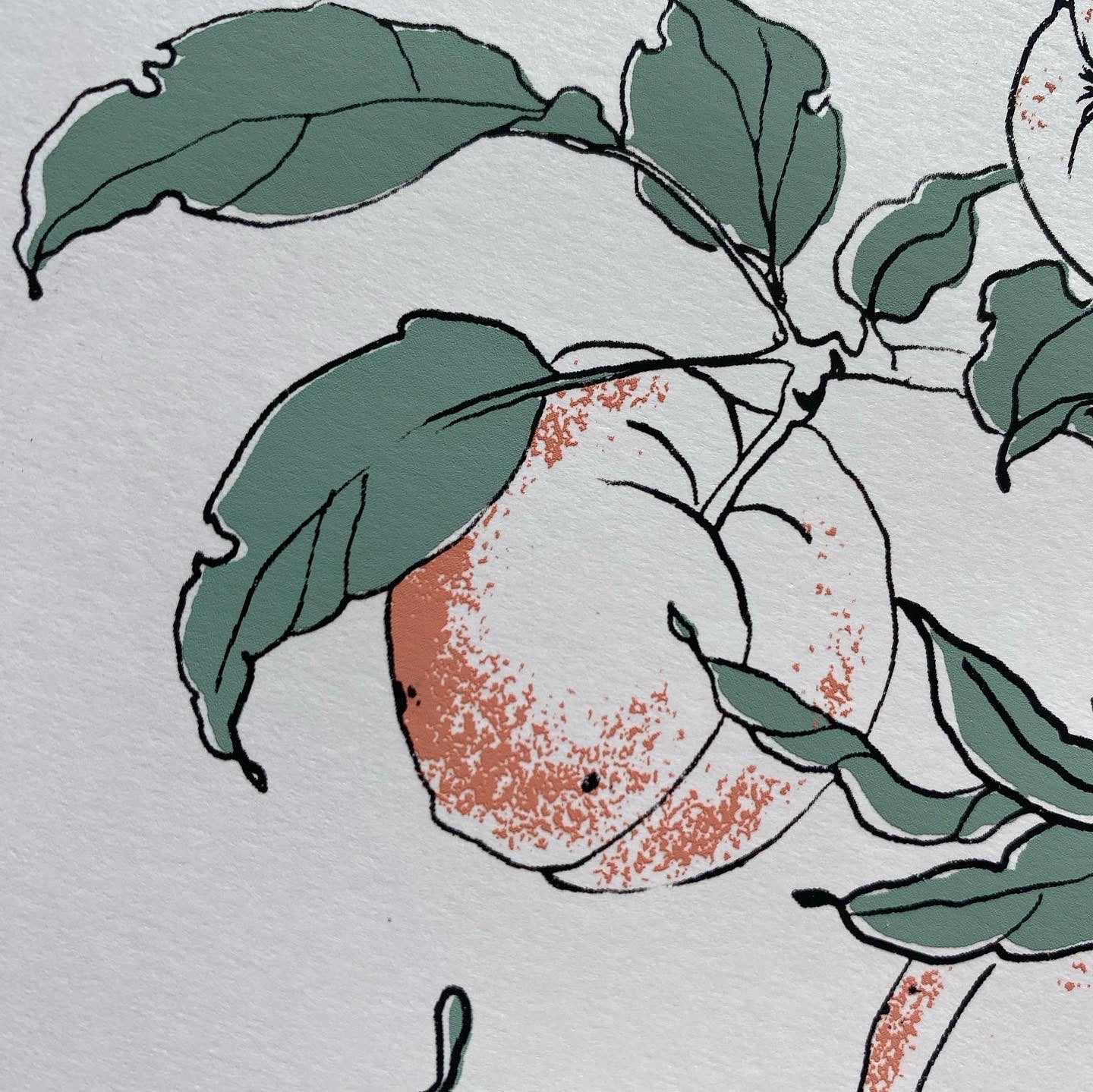 Peaches on a Tree : Japanese-Inspired Limited Edition Screen Print