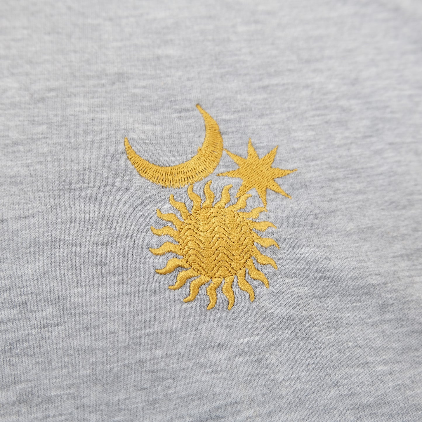 "Cosmos": Unisex Embroidered Long Sleeve Sweater in Grey