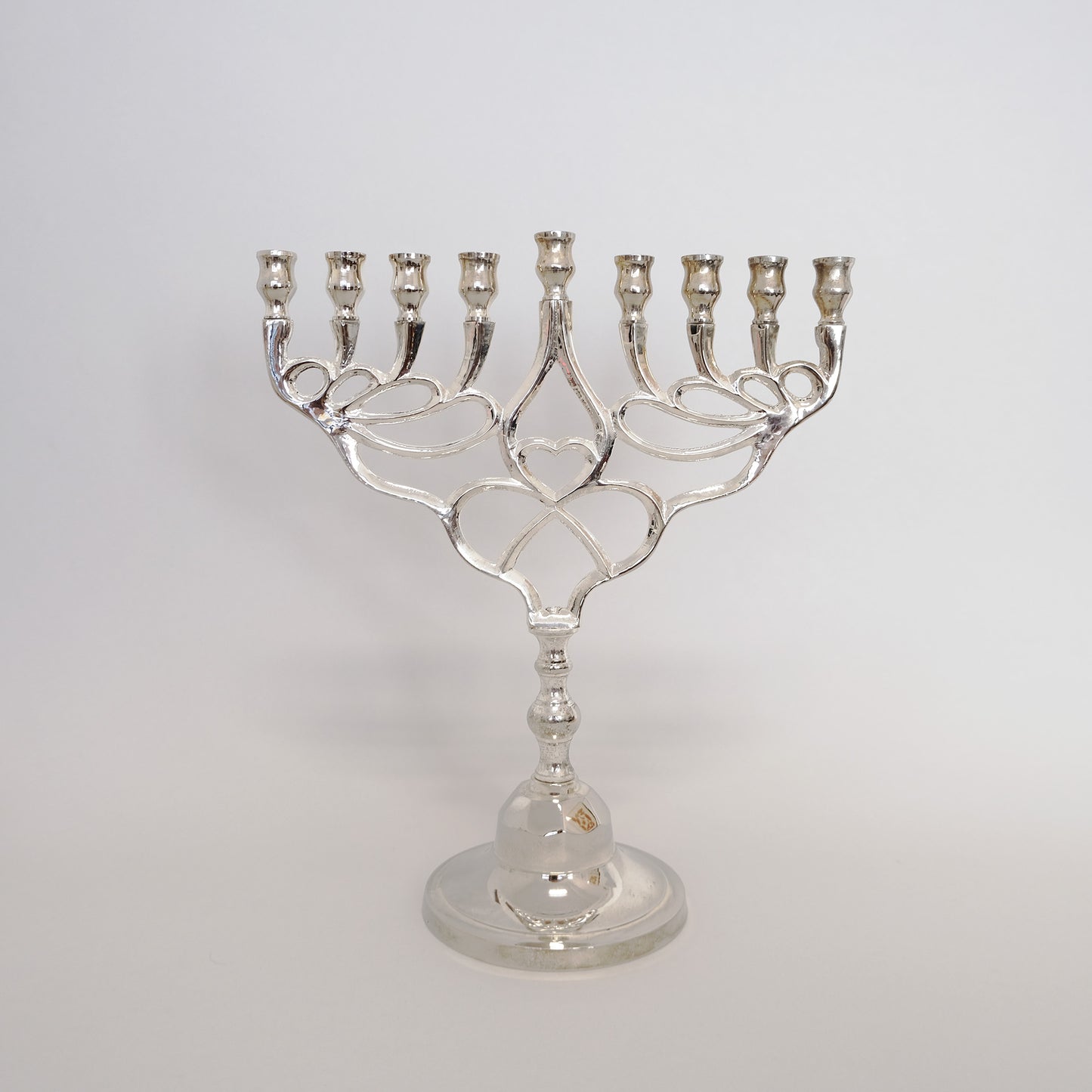 Hanukah Lamp-Heart Silver Large