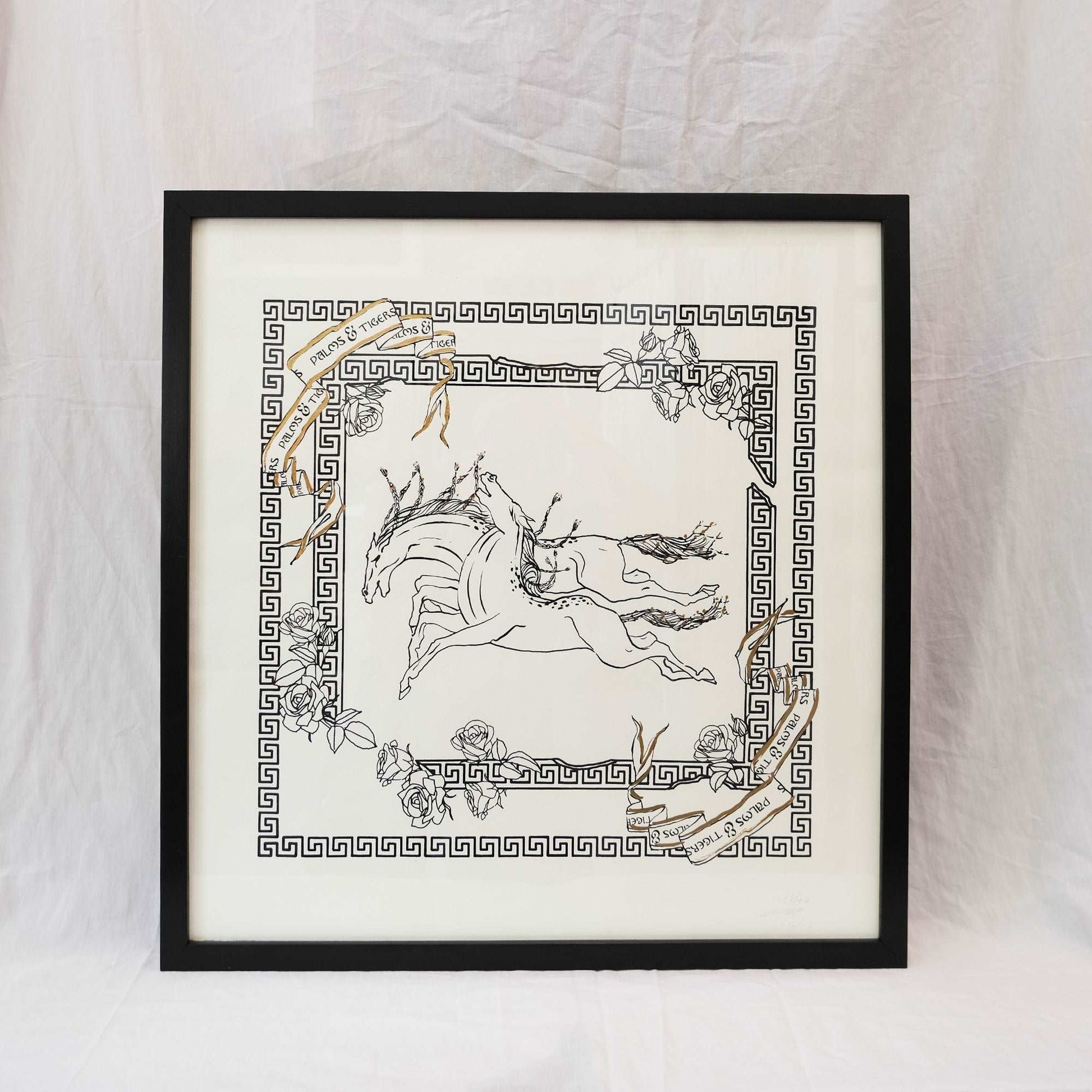 Horses screen print- Framed