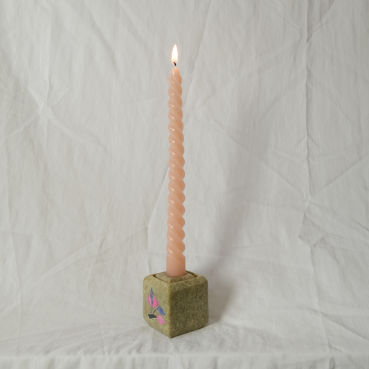 Marble Candle Holder | Cube | Lime