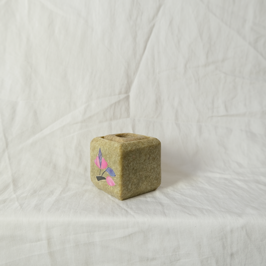 Marble Candle Holder | Cube | Lime