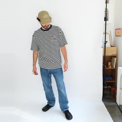 Stripes Blue Sailor T | Birds Embroidery |Oversize