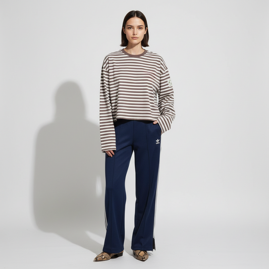 Long Sleeve | Brown creme Stripes | Semi Crop