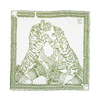 New! Tigers Silk Foulard | Double-Sided Print | Olive Green on Champagne