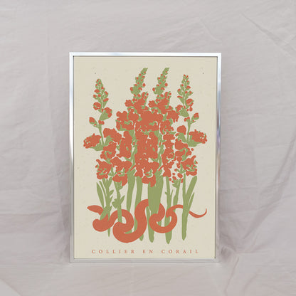 Framed Flowers Print | A3 in Silver