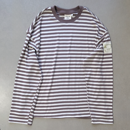 Long Sleeve | Brown creme Stripes | Semi Crop