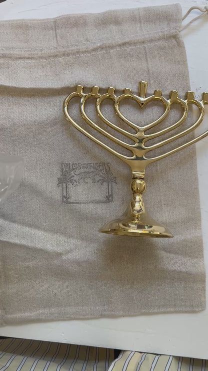 חנוכיה לב | נחושת | גודל קטן
