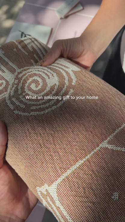 Greek Pillars| Woven Throw Blanket| 100% Cotton| Brown