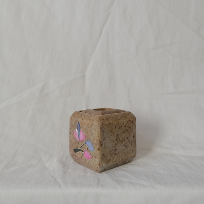 Marble Candle Holder | Cube | Rose