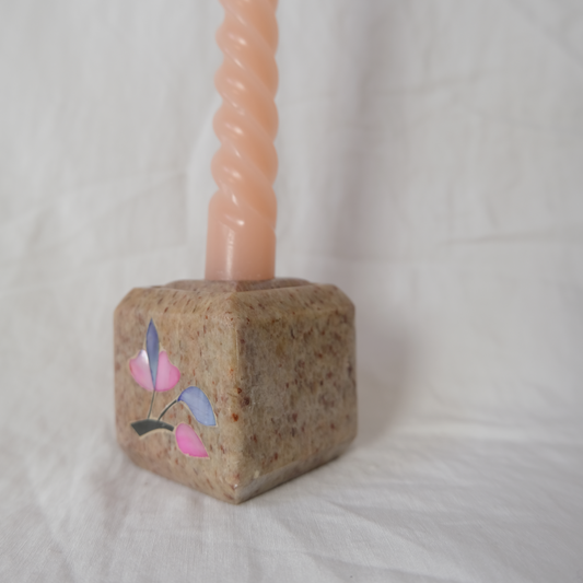 Marble Candle Holder | Cube | Rose