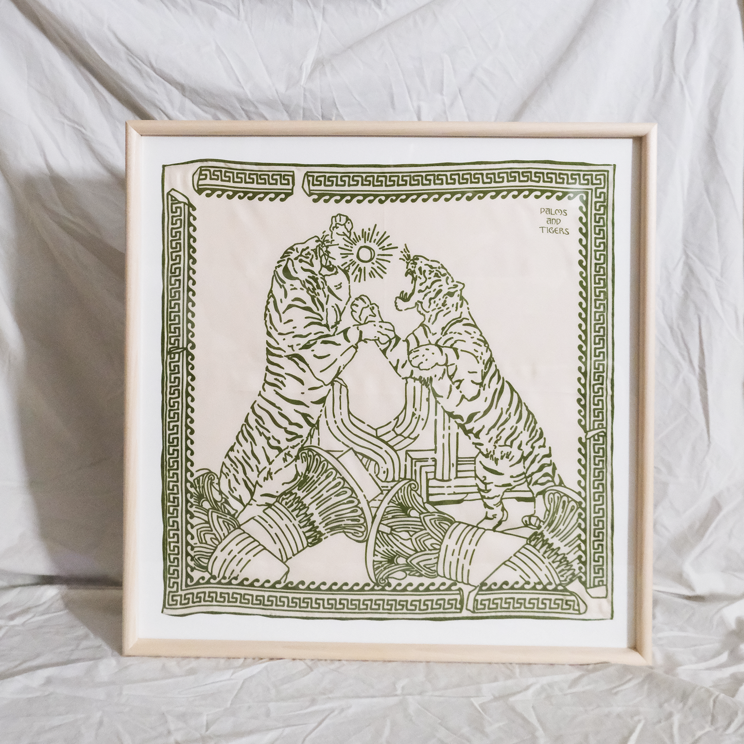 Framed Silk Scarf - Tigers