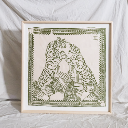 Framed Silk Scarf - Tigers