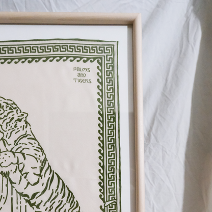 Framed Silk Scarf - Tigers