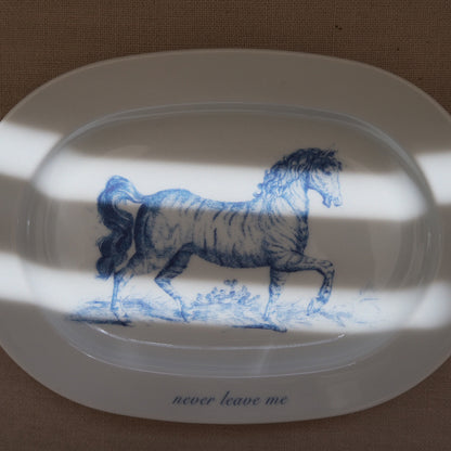 Never Leave Me oval porcelain plate