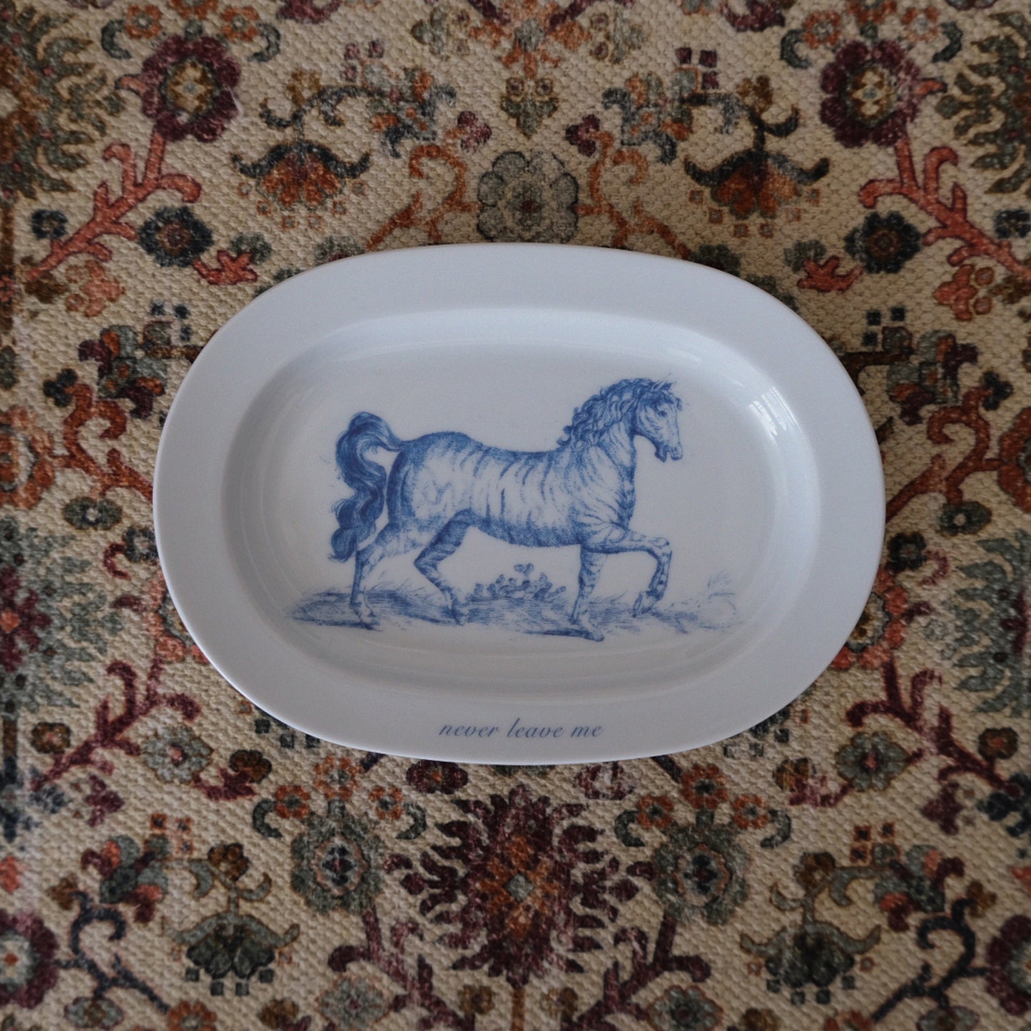 Never Leave Me oval porcelain plate