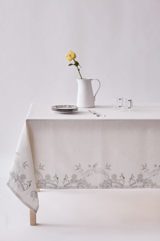 Table Cloth- Olive Green Lines