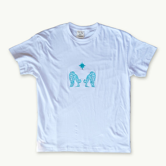 Turquoise embroidered T shirt